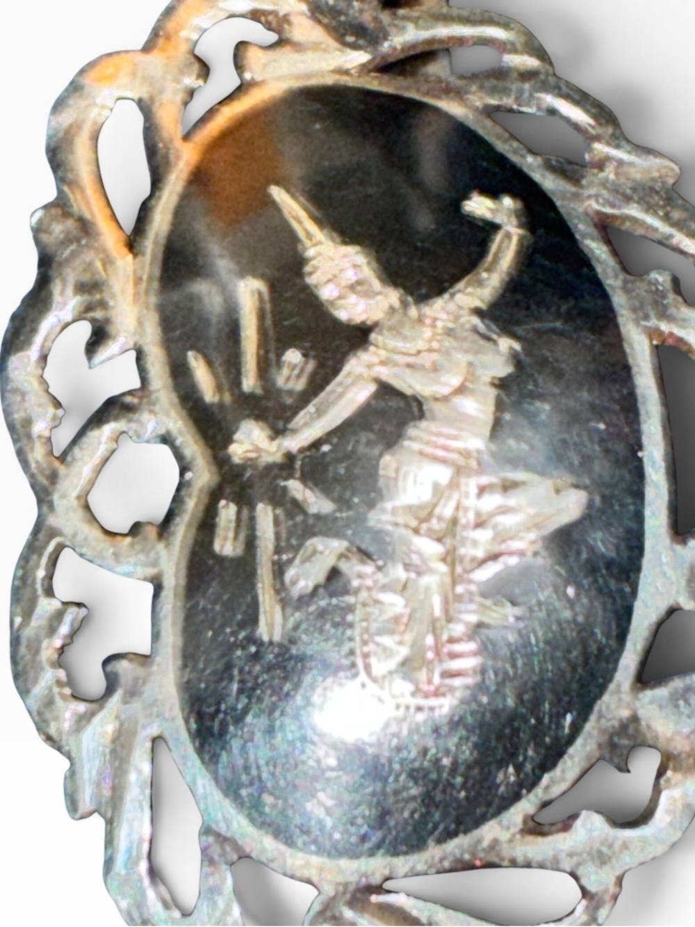 Vintage Silver 925 Retro Black Cameo- Single Earring or Necklace Siam - Picture 3 of 7